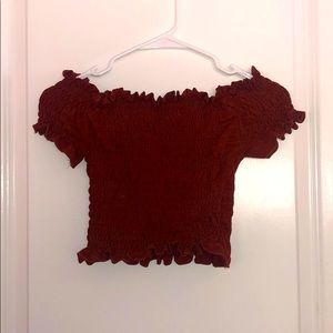 Scrunched Off the Shoulder Crop Top